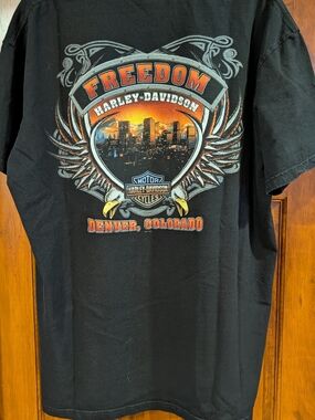 Vintage Harley-Davidson Freedom Denver Colorado Black Graphic T‑Shirt